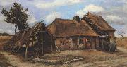 Vincent Van Gogh Cottage with Decrepit Barn and Stooping Woman (nn04) Germany oil painting reproduction